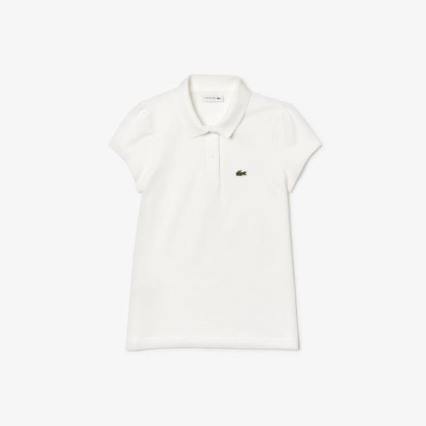 Lacoste Scalloped Collar Mini Piqué Polo Shirt Dětské - Šortky Bílé | CZ-FNJOjT